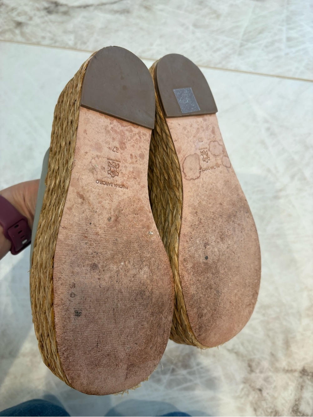 Paloma Barcelo Leather Espardilles Wedge Sandals - Picture 6 of 9